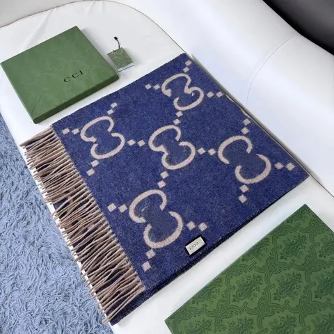 CCI Blue Patterned Throw Blanket with Fringe