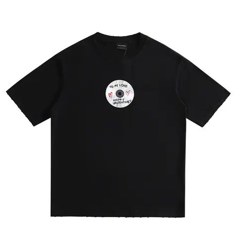 BALENCIAGA Black T-Shirt with CD Print 'To My Love Happy Valentines'