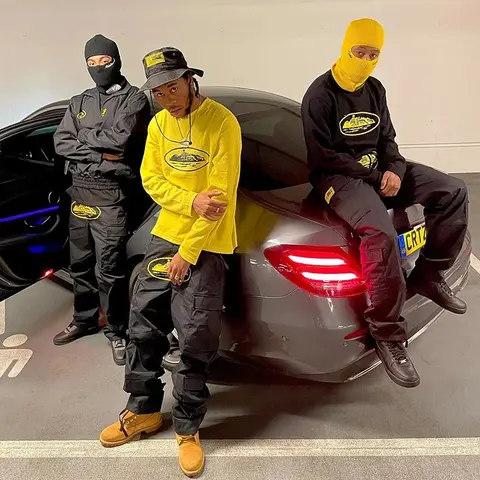 CR7Z Streetwear Collection - Black and Yellow Hooded Sweatshirts, Cargo Pants, and Balaclavas