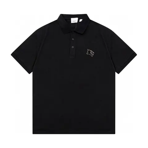 Black Polo Shirt with Embroidered Logo
