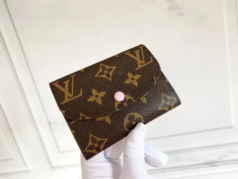Louis Vuitton Monogram Canvas Wallet with Pink Button