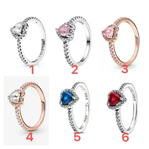 Pandora Heart Halo Rings Collection