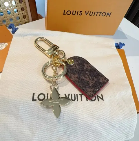 Louis Vuitton Monogram Keychain with Fleur de Lis Charm