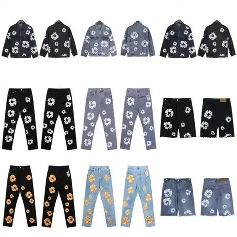 Floral Pattern Denim Collection - Jackets, Pants, and Shorts