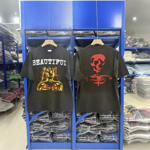 Beautiful Saint Black T-Shirt with Skull Graphic