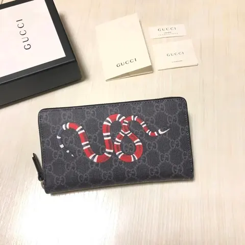 Gucci Snake Print Zip-Around Wallet