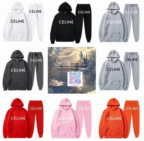 Celine Logo Hoodie and Jogger Set Collection