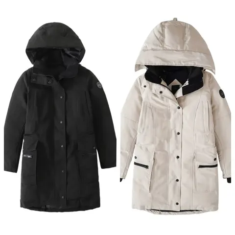 Moncler Women's Down Parka Coat - Black and Beige