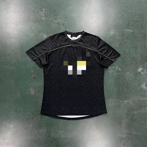 Black Performance T-Shirt with Geometric Pattern