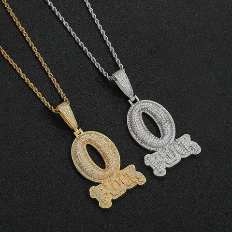 Q King Pendant Necklace Set - Gold and Silver Iced-Out Letter Pendants