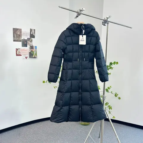 Long Black Puffer Coat with Hood