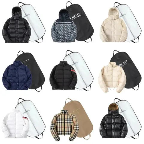 Luxury Brand Puffer Jacket Collection with Branded Garment Bags