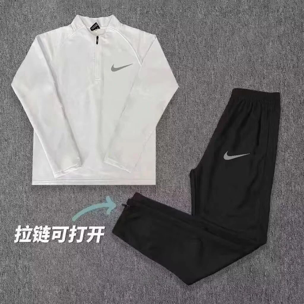 反光勾白色半拉链套装