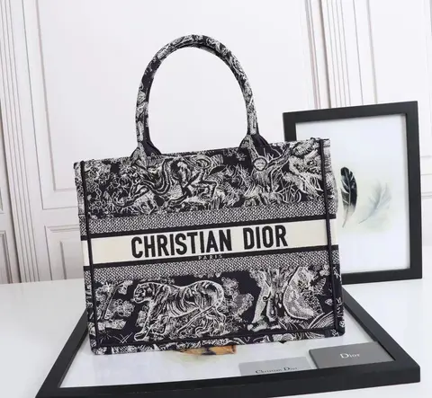 Christian Dior Book Tote Bag with Animal Print