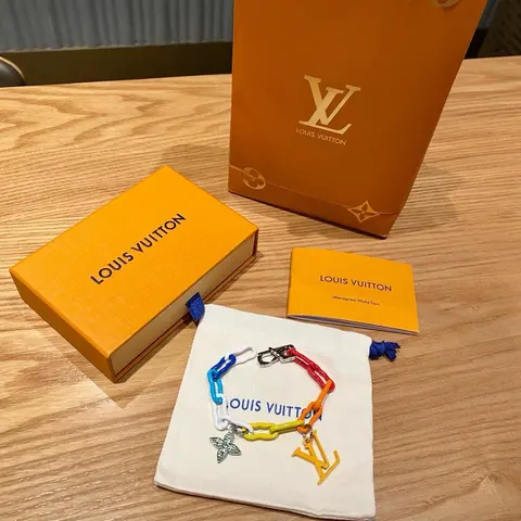 Louis Vuitton Multicolor Chain Bracelet with LV Charm