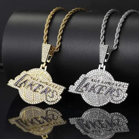 Los Angeles Lakers Logo Pendant Necklaces - Gold and Silver