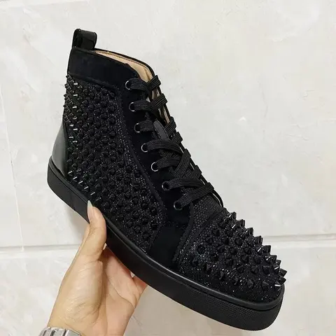 Black Studded High-Top Sneakers