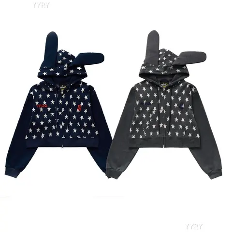 YEGG Star Print Rabbit Ear Hoodie Collection