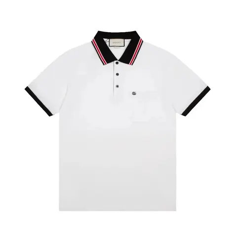 Gucci White Polo Shirt with Web Trim