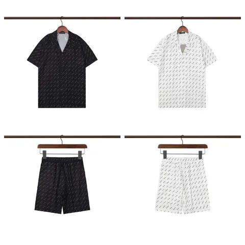 Balenciaga Black and White Short Sleeve Shirt and Shorts Set