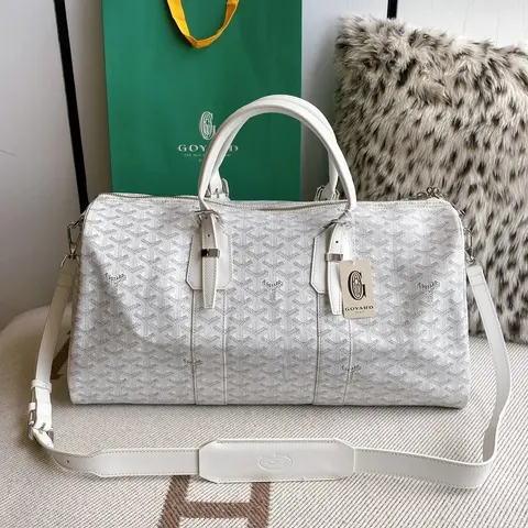 Goyard White Monogram Canvas Duffle Bag