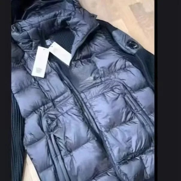 针织拼接羽绒服（90%白鸭绒）-蓝色