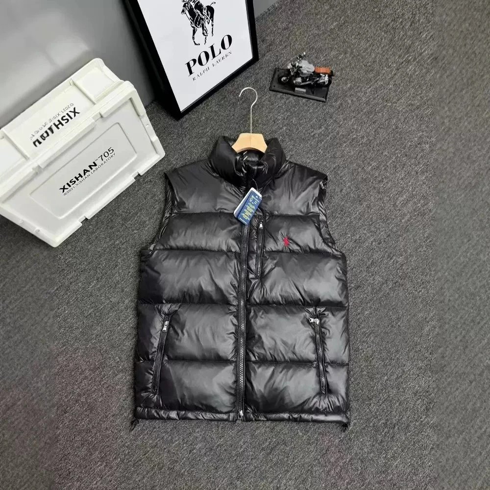Ralph Lauren最高品质<70%白鸭绒亮黑色-马甲