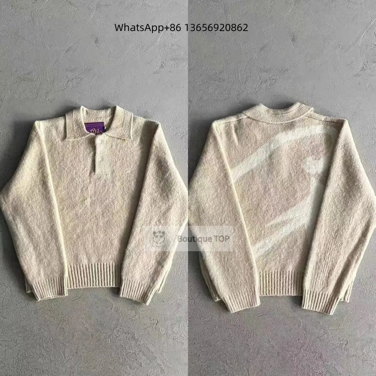 polo毛领大C/米色