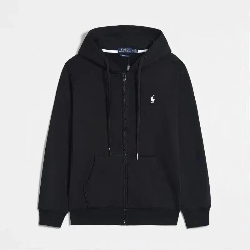 黑色白标拉链 hoodie