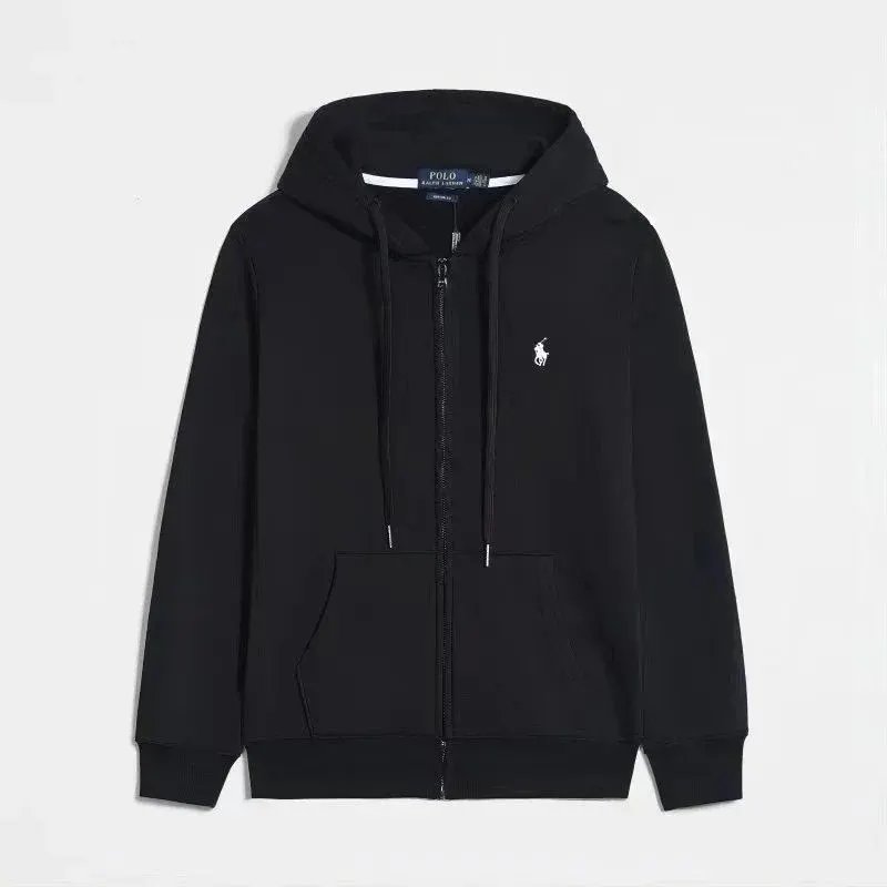 黑色白标拉链 hoodie