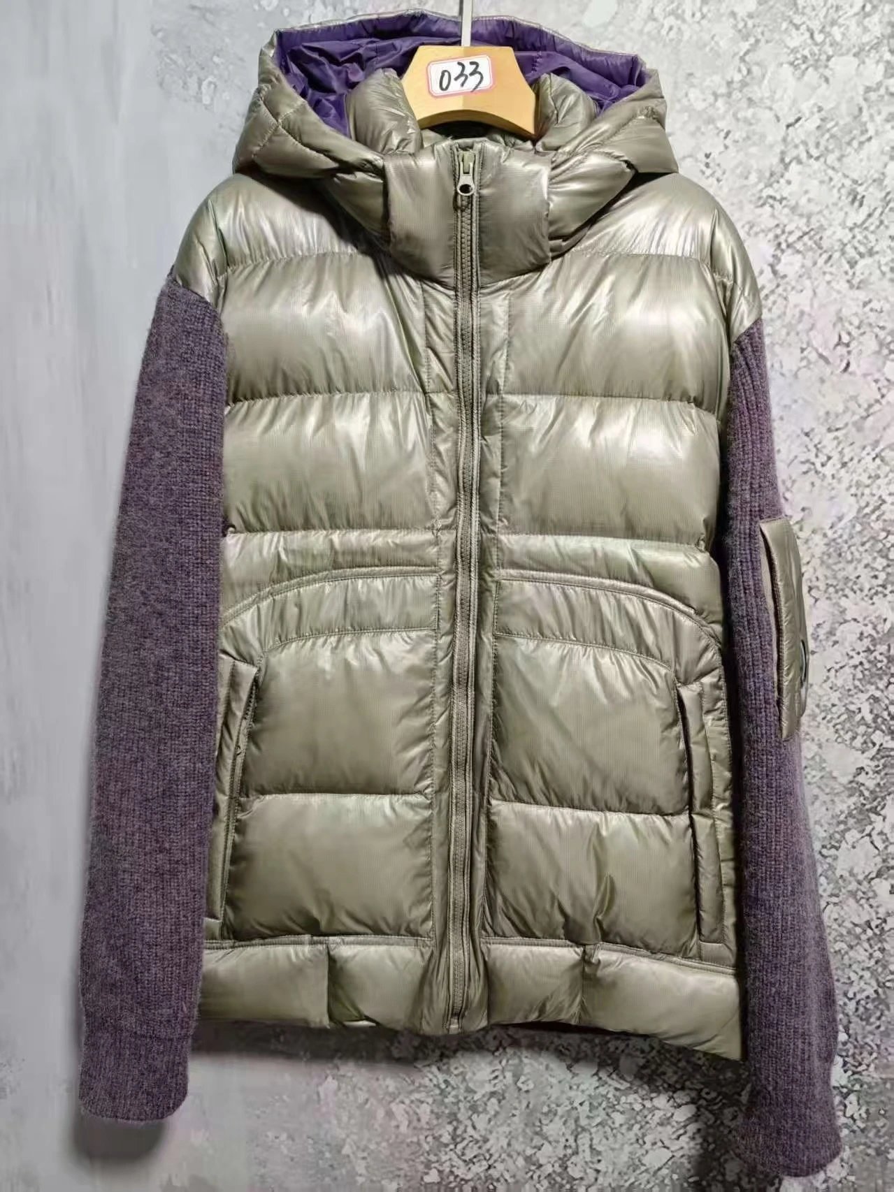 针织拼接羽绒服（90%白鸭绒）（预售15天）-银白色
