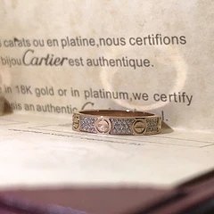 Narrow three-row diamond ring
