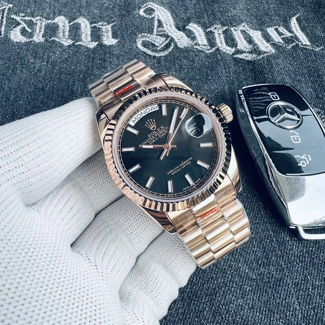 玫瑰金壳·黑盘钢带 41MM【适用男款】