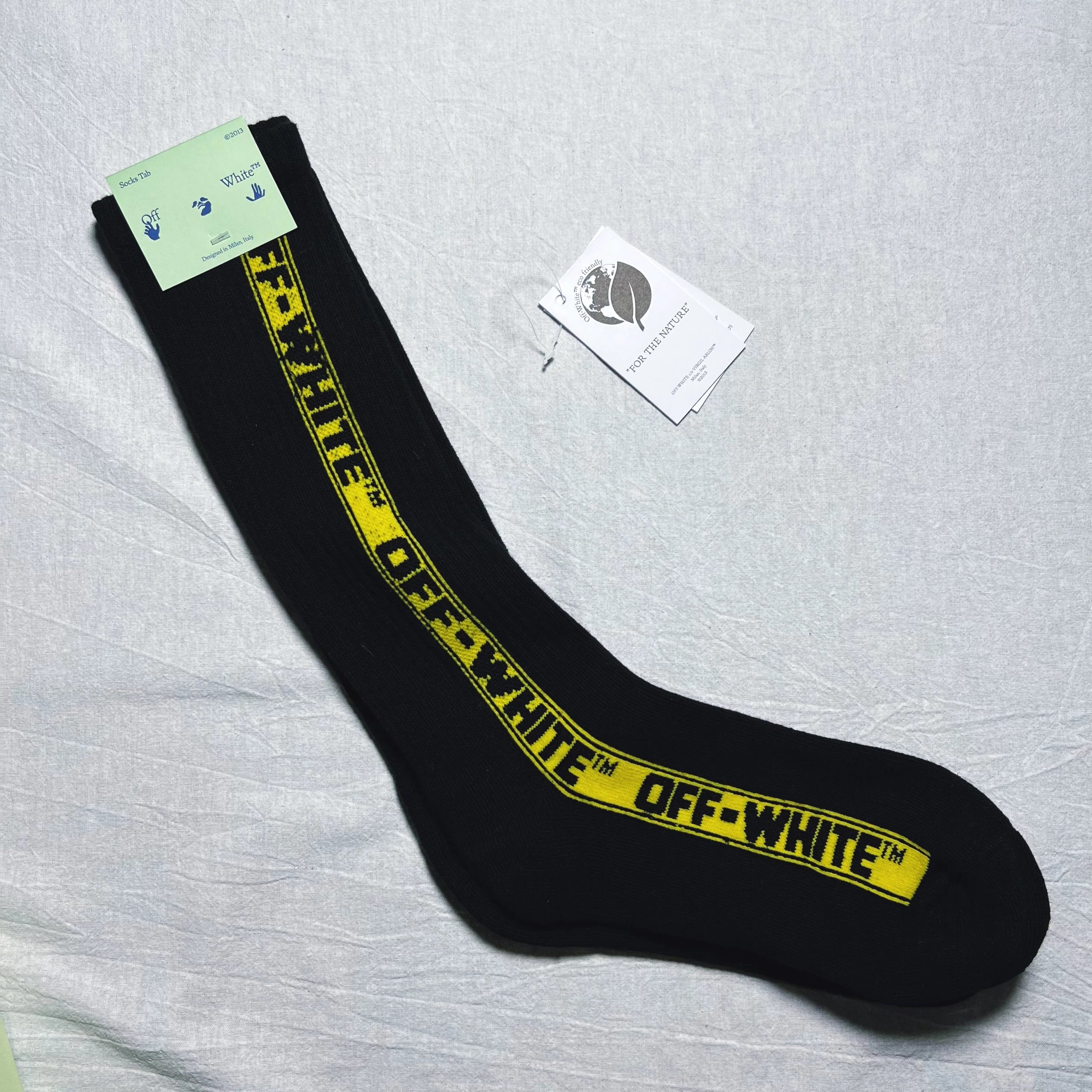 OFF WHITE industry yellow sock-工业黑色